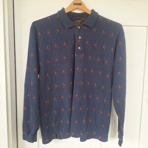 Vintage Eddie Bauer Men L  Cotton  Collared sweatshirt Navy Blue & Duck print
